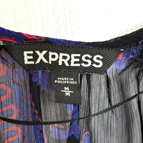 Express Wms M Bell Sleeve Sheer Floral Open Front Kimono Shawl Lace Trim Boho - Picture 4 of 10